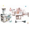 Set domček pre bábiku Large Doll's Play Center Natur D'Amour Baby Nurse Smoby a elektronická kuchynka s práčkou a vysávačom
