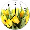 Sklenené hodiny okrúhle Tulipány fi 30 cm