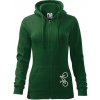 Bicykel na výšku - Mikina dámska trendy zipper s kapucňou - XS ( Fľaškovozelená )
