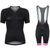 Force GOLD LADY čierny cyklodres - kr. rukáv + Force STRIPE LADY čierno-ružové cyklonohavice - L