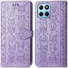 Peňaženkové kožené puzdro Cat and Dog na Honor X8 5G/X6 - Fialová