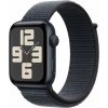 Apple Watch SE GPS, 40mm půlnoční hliníkové pouzdro s inkoustově modrým sportovním páskem