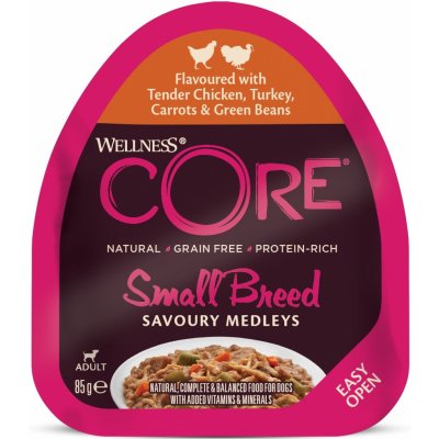 Wellness Core Adult Small Breed Savoury Medleys Flavoured with Tender Chicken Turkey Carrots a Green Beans 85 g