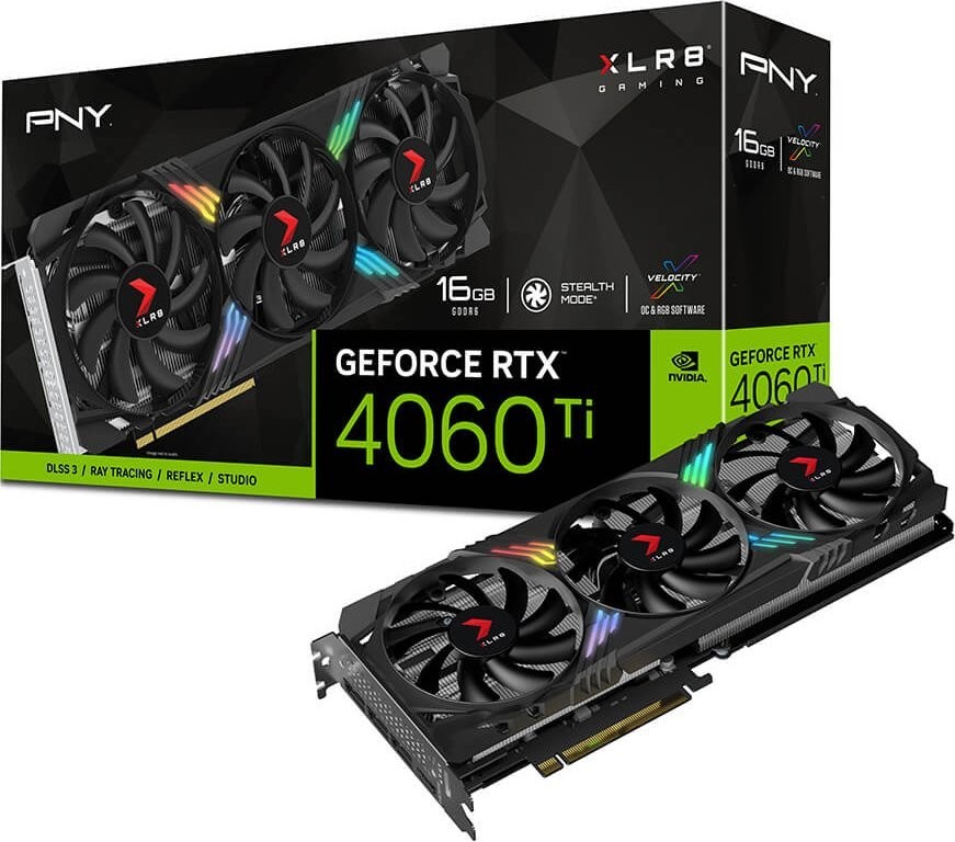 PNY GeForce RTX 4060 Ti XLR8 Gaming Verto Epic-X RGB OC 16GB GDDR6 VCG4060T16TFXXPB1-O