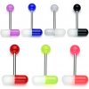 Šperky eshop - Oceľový 316L piercing do jazyka - UV dvojfarebná pilulka, 1,6 mm W37.26 - Farba piercing: Zelená