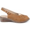 Shelvt Openwork caramel wedge sandals horčicová 40 Shelvt 0000296887156