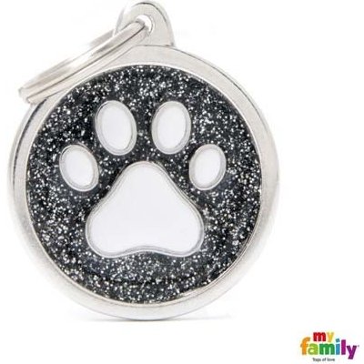 My Family gravírovateľný prívesok Big Glitter Circle Paw 3,93 x 3,17 cm