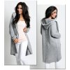 Fashionweek Maxi dlhý farebný sveter cardigan blazer s kapucňu 3681 šedý