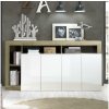 MC Akcent | Komoda LENOR 184x93x42 cm biela/svetlý dub | 8024963431956