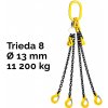 Reťazový záves,oko-4 hák, skracovač, nosnosť 11 200/8 000 kg, G8-13, Certifikát ČŽ 11 200 / 8000 kg 7,5 m Čierna
