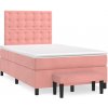 Posteľný rám boxsping s matracom ružový 120x200 cm zamat