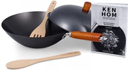 Ken Hom Classic wok pánev z nepř. uhlíkové oceli 5-ti dílná sada 31 cm