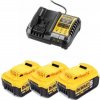 Dewalt DCB1104P3 aku sada batérií s nabíjačkou 18 V XR 3x5Ah DCB184+1xDCB1104