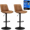 VASAGLE barové stoličky set (2 ks), výškovo nastaviteľné kuchynské barové stoličky, karamelová hnedá
