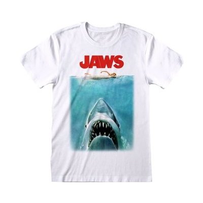 Pánské tričko Jaws|Čelisti: Poster (L) bílé bavlna