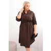 Kesi Dámske šaty Plus Size Plus4 s gombíkmi a viazaním v páse Farba: Hnedá, Veľkosť: UNI
