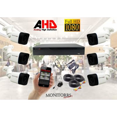 Monitorrs Security AHD 6 kamerový set 2 MPix Tube (6030K6) (Monitorrs Security)