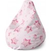 Sablio Sedací vak Pear Ružové hviezdy - 140 x 100 x 25 cm