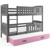 BMS Group Poschodová posteľ s prístelkou KUBO 3 190x90 | Grafitová - Ružová