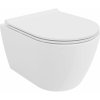 Mexen Carmen, závesná WC misa 490x365x340 mm, Rimless Tornádo + WC sedadlo z duroplastu, biela lesklá, 30880500T