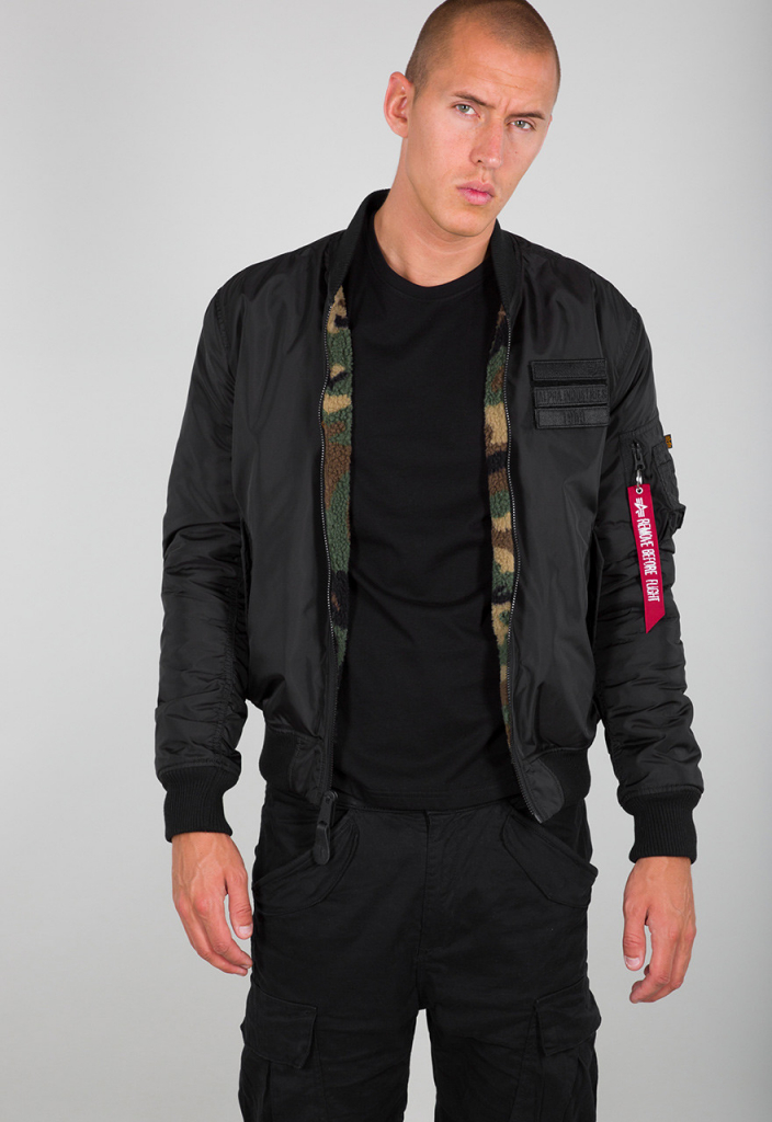 Alpha Industries bunda MA-1 FLC REV obojstranná pánska zimná bunda black/camo čierna