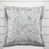 Biante Dekoračná obliečka na vankúš s lemom Leona LN-169 Biele listy na sivom 40 x 40 cm