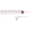 Solight predlžovací prívod, 6 zásuviek, biely, vypínač, 5m (PP73)