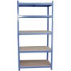 Manutan Kovový regál Basic, 172 x 90 x 45 cm, 175 kg/polica, 5 drevotrieskových políc, modrý