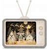 LED drevená dekorácia dedinka na TV, 26 × 33,5 × 8 cm, teplá biela, AA
