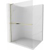 Mexen Kioto+ L, sprchová zástena Walk-In s poličkou a vešiakom 110 x 200 cm, 8mm sklo s rebrovým vzorom, zlatý lesklý profil,800-110-123-50-09