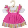 Hračka Bigjigs Toys Růžové šaty s pruhovaným lemováním pro panenku 34 cm
