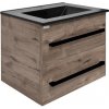 Kúpeľňová skrinka s čiernou úchytkou a umývadlom SAT Cube Way 60x53x46 cm dub Wellington mat CUBE46C602DWMODC