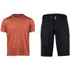 Force MTB MOUNT cihlový cyklistický dres + Force REBEL MTB černé cyklokraťasy bez vložky - 3XL