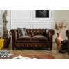 Bighome - CAMBRIDGE Pohovka 2-miestna Chesterfield pravá, koža, 158x82x76 hnedá