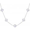 MINET Strieborný náhrdelník štvorlístky s bielou perleťou Ag 925/1000 12,70g
