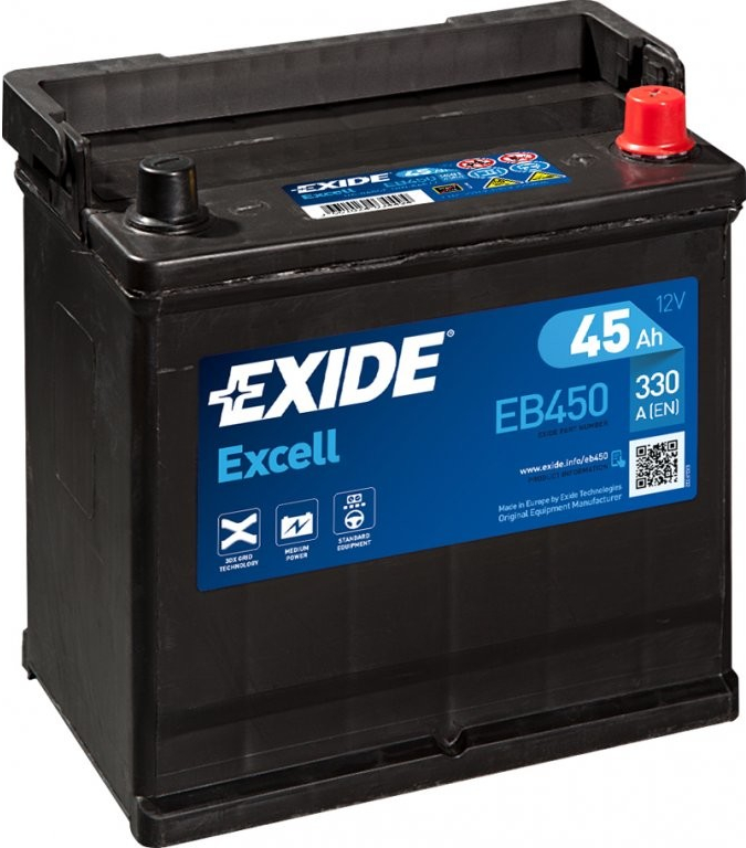 Exide Excell 12V 45Ah 330A EB450