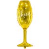 PartyDeco Fóliový balón - Pohár so šampanským (zlatý) 80 cm