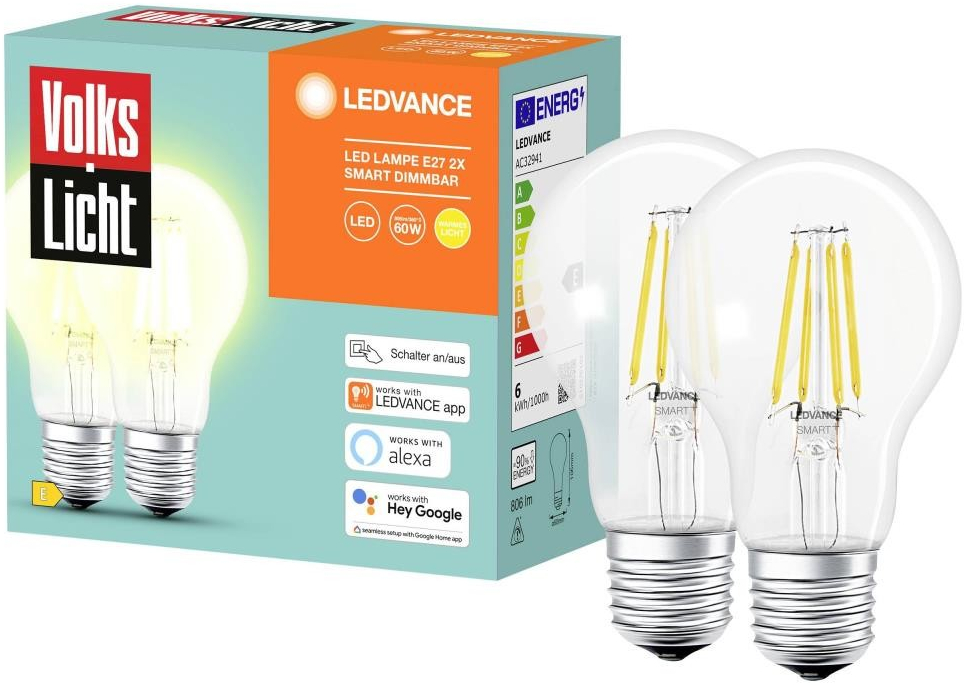 Ledvance SADA 2x LED Stmievateľná žiarovka SMART+ A60 E27/6W/230V 2700K Ledvance P225216