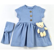Popshops Letné šaty pre bábätká s mackom Teddy modré
