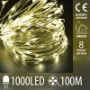 Vianočná led svetelná mikro reťaz vonkajšia + programator - 1000led - 100m teplá biela