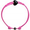 Šnúrkový Glosery náramok s lesknúcim krištáľom v tvare srdca od Swarovski®, mini šnúrka 1mm, ružová šnúrka 1,5mm Obvod zápästia: L 20-21 cm, Srdiečko: ružové, Mini šnúrka: ružová