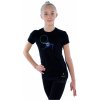 Gymnastické tričлo s krátkymi rukávmi BALESPO BC210.3-100 čierne s modrými kamienkami 