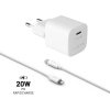 FIXED Mini Set sieťovej nabíjačky s USB-C výstupom a USB-C / Lightning kábla, podpora PD, 1 meter, MFI, 20W, biely FIXC20M-CL-WH