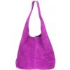 Mondo Italia Kožená kabelka v úprave semiš 804A fuchsia Fuchsia