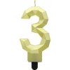 Tortové sviečky -metalická zlatá 3 (7,6cm)
