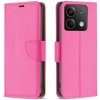 Peňaženkové kožené puzdro Pure Color na Xiaomi Redmi Note 13 4G - Ružovo červená