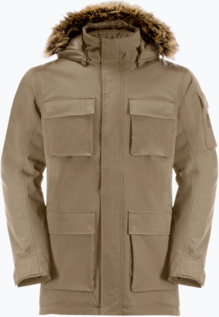 Jack Wolfskin pánska páperová bunda Glacier Canyon Parka hnedá 1107674 5136