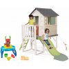 Set domček na pilieroch a pieskovisko stolík House On Stilts Life Smoby rozšíriteľný s 1,5 m šmykľavkou s vodotryskom