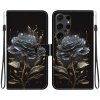 Peňaženkové kožené puzdro Crystal Drawing na Samsung Galaxy S24 Ultra 5G - Black Rose