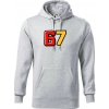 67 - čísla - Mikina pánska Cape s kapucňou - 3XL ( Svetlosivý melír )